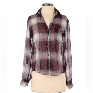 Band of Gypsies Long Sleeve Plaid Printed Blouse
